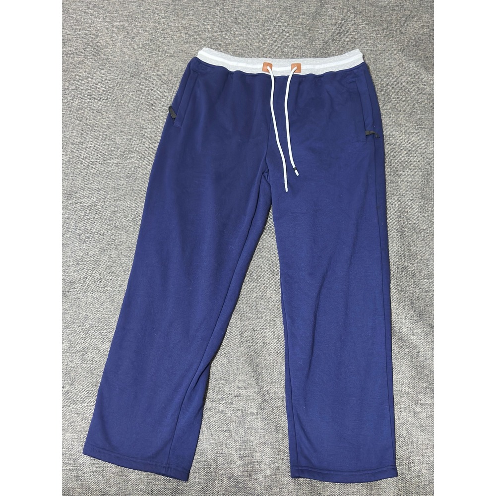 3RDHILL Mens XL Sweatpants Navy Blue Fleece Lined Elastic Drawstring 1631651#